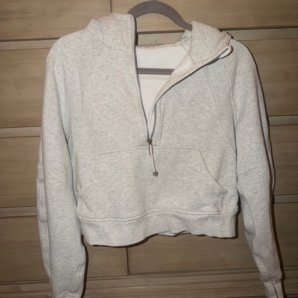 Lululemon Scuba Oversized Half Zip Hoodie Size XS/S Heathered Core Light Grey